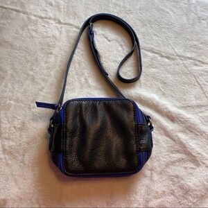 Charlotte Ronson Blue Black Leather Crossbody Purse